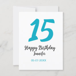 15. Geburtstag quiencenera fügen Datum Jahr blauen Postkarte