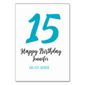 15. Geburtstag quiencenera fügen Datum Jahr blauen Tischnummer (Rückseite)