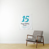 15. Geburtstag quiencenera fügen Datum Jahr blauen Wandteppich (Beispiel)