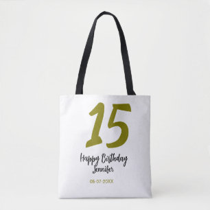 15. Geburtstag quiencenera fügen Datum Jahr golden Tasche