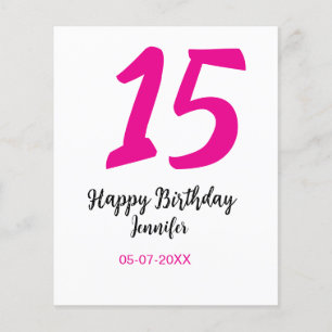 15. Geburtstag quiencenera fügen Datum Jahr rosa T