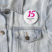 15. Geburtstag quiencenera fügen Datum Jahr rosa T Button (Beispiel)