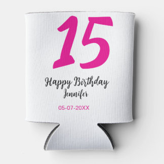 15. Geburtstag quiencenera fügen Datum Jahr rosa T Dosenkühler