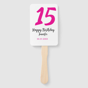 15. Geburtstag quiencenera fügen Datum Jahr rosa T Fächer