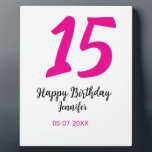 15. Geburtstag quiencenera fügen Datum Jahr rosa T Fotoplatte<br><div class="desc">bearbeitbares Design</div>