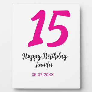 15. Geburtstag quiencenera fügen Datum Jahr rosa T Fotoplatte