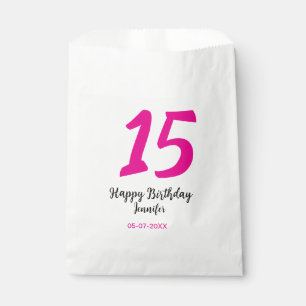 15. Geburtstag quiencenera fügen Datum Jahr rosa T Geschenktütchen