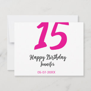 15. Geburtstag quiencenera fügen Datum Jahr rosa T Mitteilungskarte