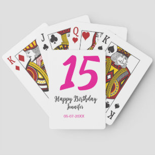 15. Geburtstag quiencenera fügen Datum Jahr rosa T Spielkarten