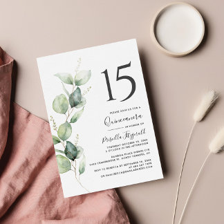 15. Geburtstag Quinceanera Eukalyptus Foliage Einladung