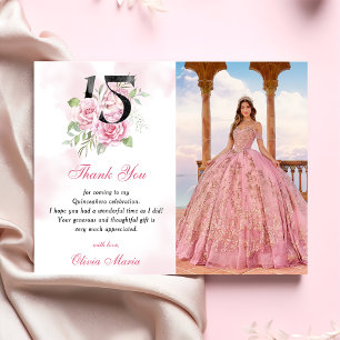 15. Geburtstag Quinceanera Floral Dankeschön-Karte Einladung