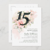 15. Geburtstag Quinceanera Rustikale Flora Moderne Einladungspostkarte (Vorne/Hinten)