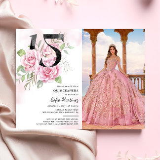 15. Geburtstag Quinceanera Rustikales Foto Einladung