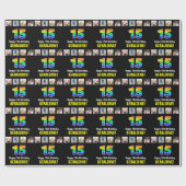 15. Geburtstag: Regenbogen "15"; benutzerdefiniert Geschenkpapier (Flach)