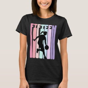 15. Geburtstag Retro Bysketbyll Spieler 15 Jahre a T-Shirt