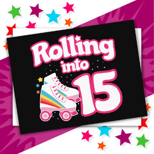 15. Geburtstag Roller Skating 15 Jahre alt Skate Postkarte
