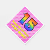 15. Geburtstag: Rosa Streifen & Herz, Regenbogen # Serviette (Ecke)