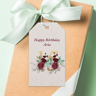 15. Geburtstag Rote Rosen Gold Blumen Zahl 15 Geschenkanhänger
