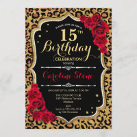 15. Geburtstag - Rote Rosen Leopard Print