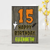 15. Geburtstag: Spooky Halloween Thema, Individuel Karte (Gelbe Blume)