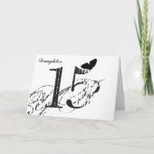 15. Geburtstag, Tochter, Schmetterling, schwarz & Karte (Vorderseite)