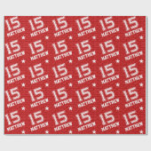 15. Geburtstag Typografie Rot Geschenkpapier (Flach)