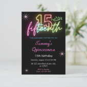 15. GeburtstagGlow Neon Quinceanera Einladung (Stehend Vorderseite)