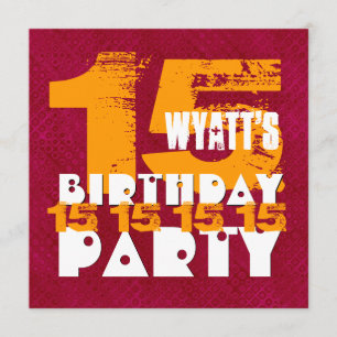 15. Geburtstags-Party15 jähriger Grunge Z15A Einladung