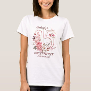 15. Geburtstags-Shirt Sweet Fifteen Floral T-Shirt