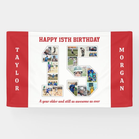 15. Geburtstagsfeier 15. FotoCollage Banner (Horizontal)