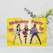 15. Geburtstagsfeier mit einer Mädchensband Einladung (Stehend Vorderseite)