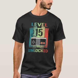 15. Geburtstagsjunge Stufe 15 Entsperrter Video-Ga T-Shirt