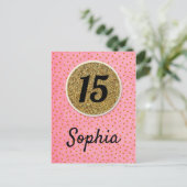 15. - Geburtstagskarte wünscht Mädchen Postkarte (Stehend Vorderseite)