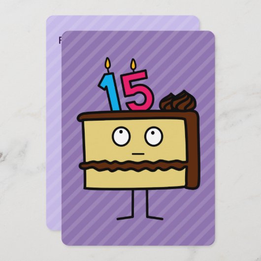15. Geburtstagskuchen mit Kerzen Einladung (Vorne/Hinten)