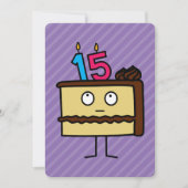 15. Geburtstagskuchen mit Kerzen Einladung (Vorderseite)