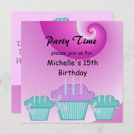 15. Geburtstagsparty Einladung (Vorne/Hinten)