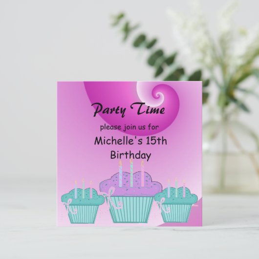 15. Geburtstagsparty Einladung (Stehend Vorderseite)