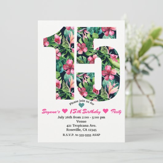 15. Geburtstagsparty Einladung (Stehend Vorderseite)