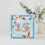 15. Geburtstagsparty Einladung Blume, Schmetterlin (Stehend Vorderseite)