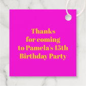 15. Geburtstagsparty Girls pinkgelb lila Geschenkanhänger (Rückseite)