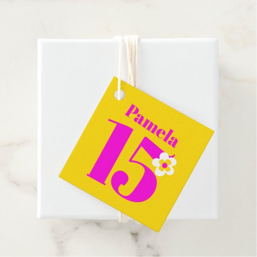 15. Geburtstagsparty Girls pinkgelb lila Geschenkanhänger (Beispiel)