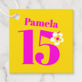 15. Geburtstagsparty Girls pinkgelb lila Geschenkanhänger (Vorderseite)