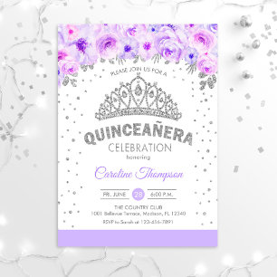 15. Geburtstagsparty in Quinceanera - Silberne Lil Einladung