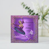 15. Geburtstagsparty Lila Ballerina 2 Einladung (Stehend Vorderseite)