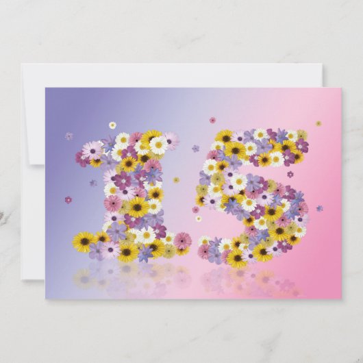 15. Geburtstagsparty mit Blumenbriefen Einladung (Vorderseite)