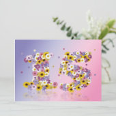 15. Geburtstagsparty mit Blumenbriefen Einladung (Stehend Vorderseite)