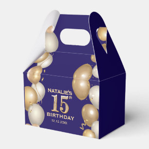 15. Geburtstagsparty Navy Blue und Gold Ballons Geschenkschachtel