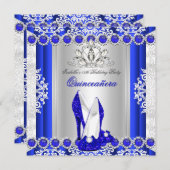 15. Geburtstagsparty Royal Blue Heelses Einladung (Vorne/Hinten)