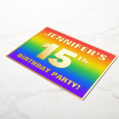 15. Geburtstagsparty: Spaß, buntes Regenbogenmuste Folieneinladung (Gedreht)