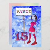 15. Geburtstagsparty - Unterschrift - Einladung (Vorne/Hinten)